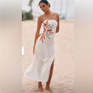 Chic Strapless Dress with Beaded  Embroidery